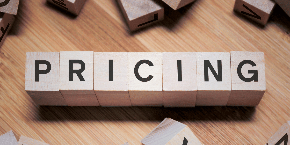 Small wooden blocks spelling out the word pricing